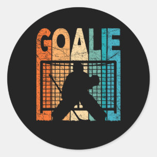 Ice Hockey Goalie Vintage Ice Hockey Goalkeeper Re Classic Round Sticker