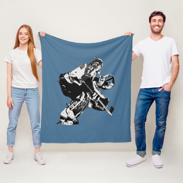 Ice Hockey Goalie - Winter Sports Fleece Blanket (In Situ)