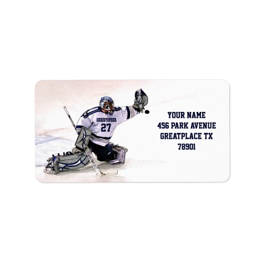Ice Hockey Goalkeeper With Your Name Drawing Address Label