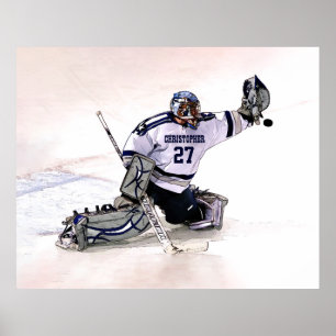 Ice Hockey Goalkeeper With Your Name Drawing Poster