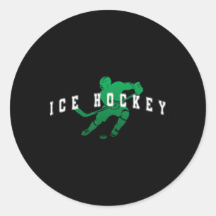 Ice Hockey Green Team Player Varsity Text Classic Round Sticker