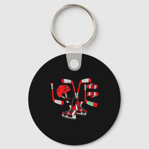 Ice Hockey Heart Valentines Day Love Gift Goalman Key Ring