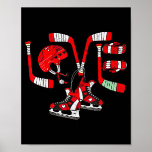 Ice Hockey Heart Valentines Day Love Gift Goalman  Poster