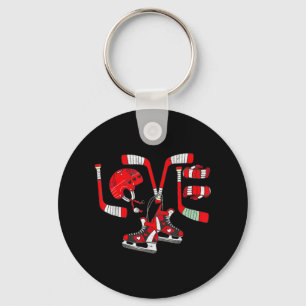 Ice Hockey Heart Valentines Day Love Gifts Boys Gi Key Ring