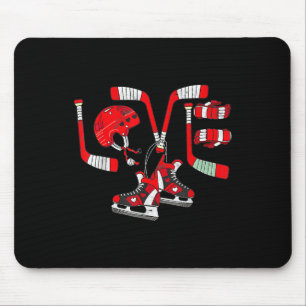 Ice Hockey Heart Valentines Day Love Gifts Boys Gi Mouse Pad