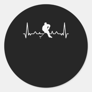 Ice hockey heartbeat field hockey pulse classic round sticker