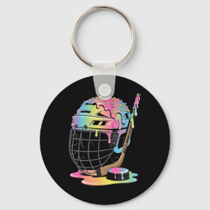 Ice Hockey Helmet Stick Puck Hockey Drip Boys Yout Key Ring
