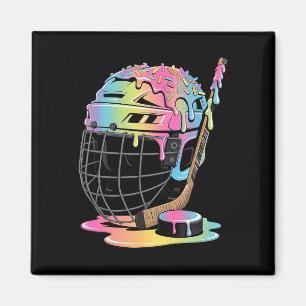 Ice Hockey Helmet Stick Puck Hockey Drip Boys Yout Magnet