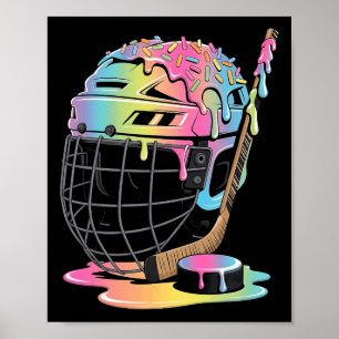 Ice Hockey Helmet Stick Puck Hockey Drip Boys Yout Poster