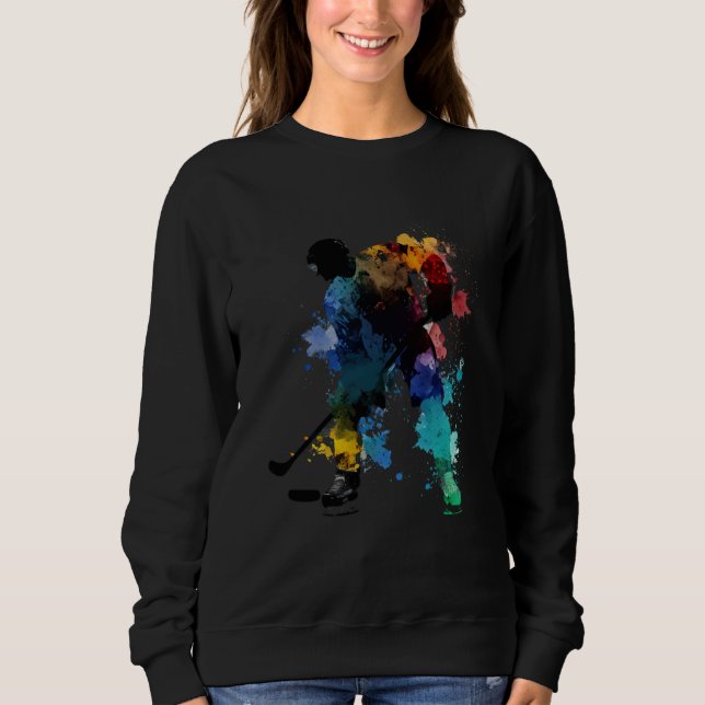 Ice Hockey Hockey Colorful Ice Hockey Player   4 Sweatshirt (Front)