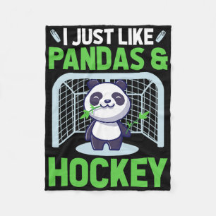 Ice Hockey I Just Like Pandas And Hockey Fleece Blanket