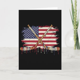 Ice Hockey Ice Cream Drip Boys American Flag Youth Card