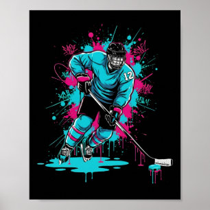 Ice Hockey Ice Cream Drip Number 12 12th Birthday  Poster