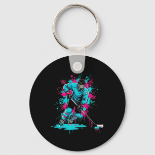 Ice Hockey Ice Cream Drip Number 3 Boys 3rd Birthd Key Ring