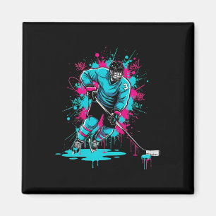 Ice Hockey Ice Cream Drip Number 3 Boys 3rd Birthd Magnet