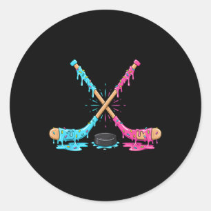 Ice Hockey Ice Cream Drip Sport Players Gaming Spr Classic Round Sticker