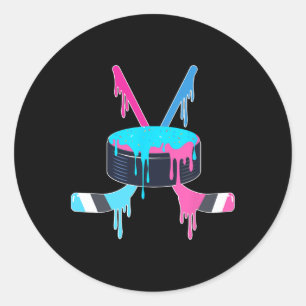 Ice Hockey Ice Cream Drip Sprinkles Ice Hockey Pla Classic Round Sticker