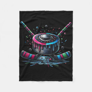 Ice Hockey Ice Cream Drip With Sprinkles Game Day Fleece Blanket