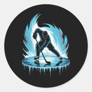 Ice Hockey Illustration Graphic  Classic Round Sticker