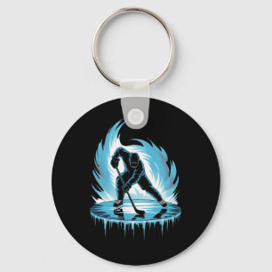 Ice Hockey Illustration Graphic Key Ring