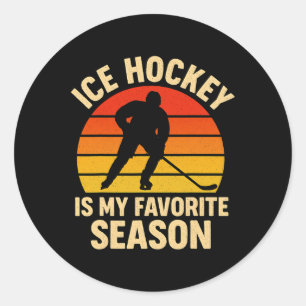 Ice Hockey Is My Favorite Season Retro Vintage Hoc Classic Round Sticker