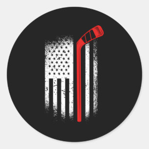Ice Hockey Jersey Penalty Box Puck Us Flag Classic Round Sticker