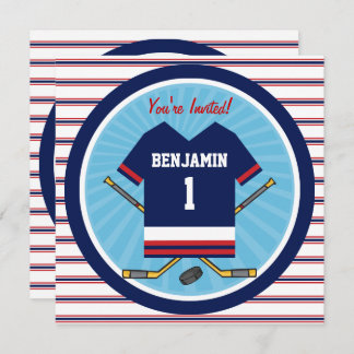 Ice Hockey Jersey V2 1st Birthday Party Invitation