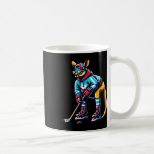 Ice Hockey Kangaroo Cool Sports Illustration Coffee Mug