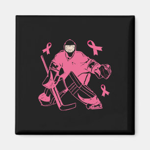 Ice Hockey Keeper Pink Ribbon Breast Cancer Awaren Magnet
