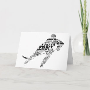 Ice Hockey Languages Text Art Card