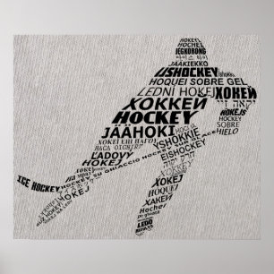 Ice Hockey Languages Text Art Poster