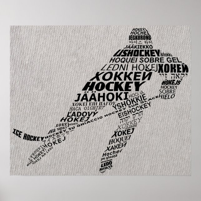 Ice Hockey Languages Text Art Poster (Front)