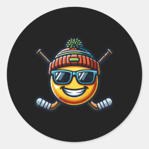 Ice Hockey Lemon Cool Sport Fun Sticks Classic Round Sticker