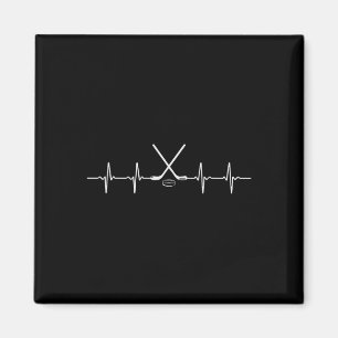Ice Hockey Life Pulse Heartbeat With Sticks And Pu Magnet