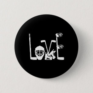 Ice Hockey Love Funny Hockey Valentine's Day Men W 6 Cm Round Badge