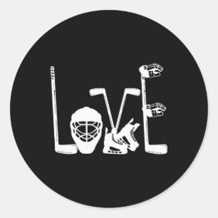 Ice Hockey Love Funny Hockey Valentine's Day Men W Classic Round Sticker