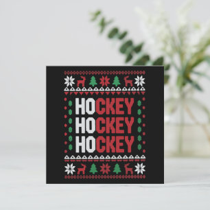 Ice Hockey Lover Christmas Santa Funny Sports Team Holiday Card