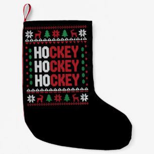 Ice Hockey Lover Christmas Santa Funny Sports Team Small Christmas Stocking