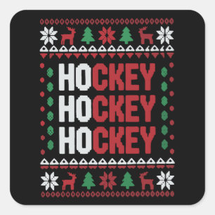 Ice Hockey Lover Christmas Santa Funny Sports Team Square Sticker