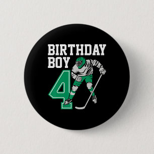 Ice Hockey Lovers Kids 4th Hockey Birthday Boy Pla 6 Cm Round Badge