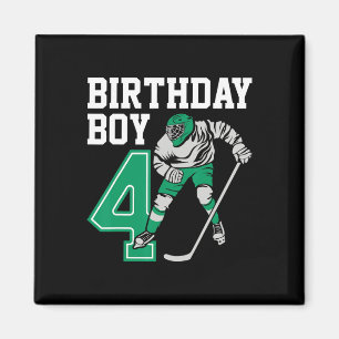 Ice Hockey Lovers Kids 4th Hockey Birthday Boy Pla Magnet