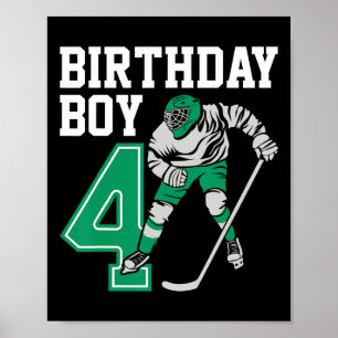 Ice Hockey Lovers Kids 4th Hockey Birthday Boy Pla Poster