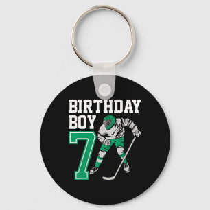 Ice Hockey Lovers Kids 7th Hockey Birthday Boy Pla Key Ring
