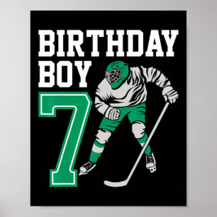 Ice Hockey Lovers Kids 7th Hockey Birthday Boy Pla Poster