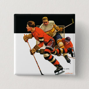Ice Hockey Match 15 Cm Square Badge
