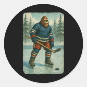 Ice Hockey Men Ice Hockey Teen Boys Distressed Classic Round Sticker