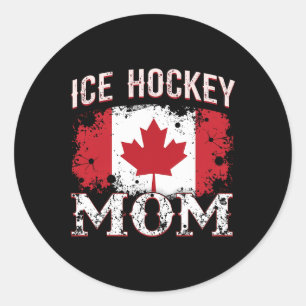 Ice Hockey Mom Vintage Distressed Canada Flag Spor Classic Round Sticker
