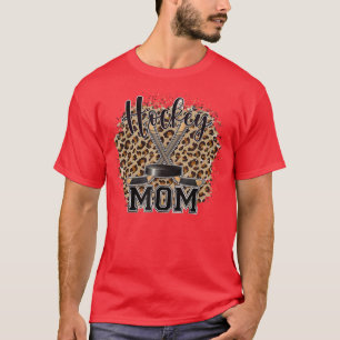 Ice Hockey Mum Leopard Mothers Day Goalie Mama T-Shirt
