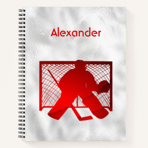 Ice hockey notebook goalie red
