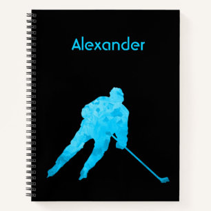Ice Hockey notebook player silhouette turquoise